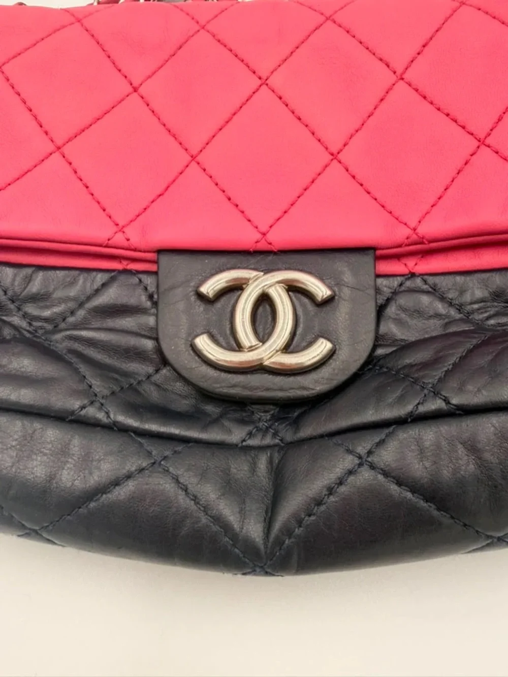 Chanel Bicolor Quilted Flap Bag — Pink/Black Lambskin